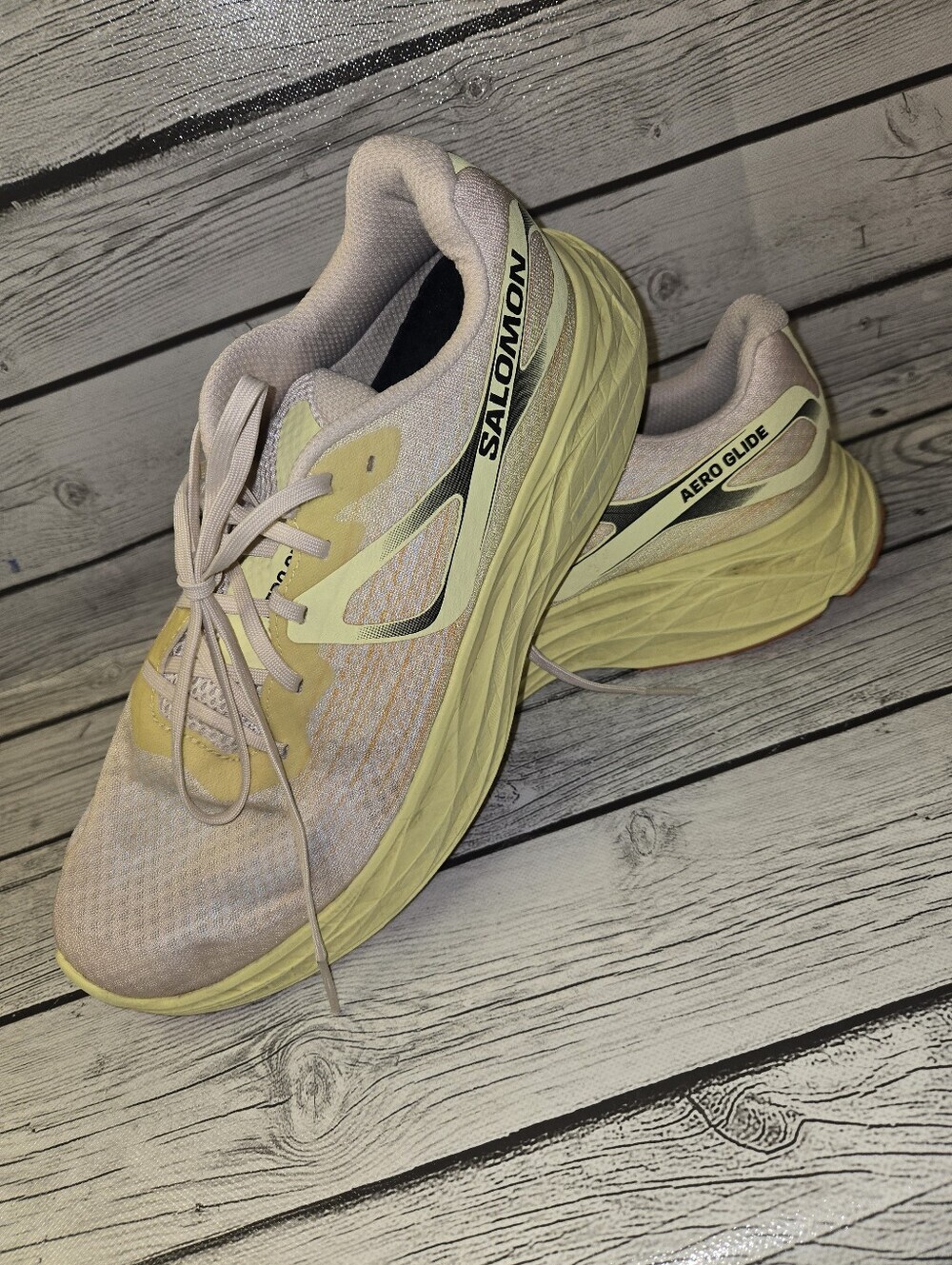 Salomon Aero Glide Running Shoes Men's US 10 Yellow Road Running Sneakers 471231